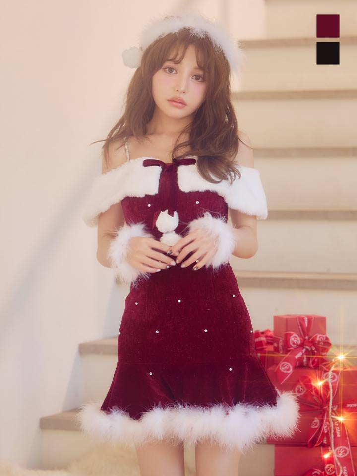 オフショルファービジューマーメイドサンタコスプレ