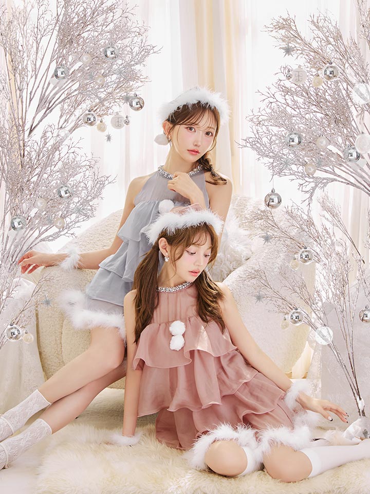 画像7: 【即日発送】【サンタ】アメスリフリルホルターネックサンタコスプレ【コスプレ4点セット】【XS-Lサイズ/2カラー】[OF04] (7)