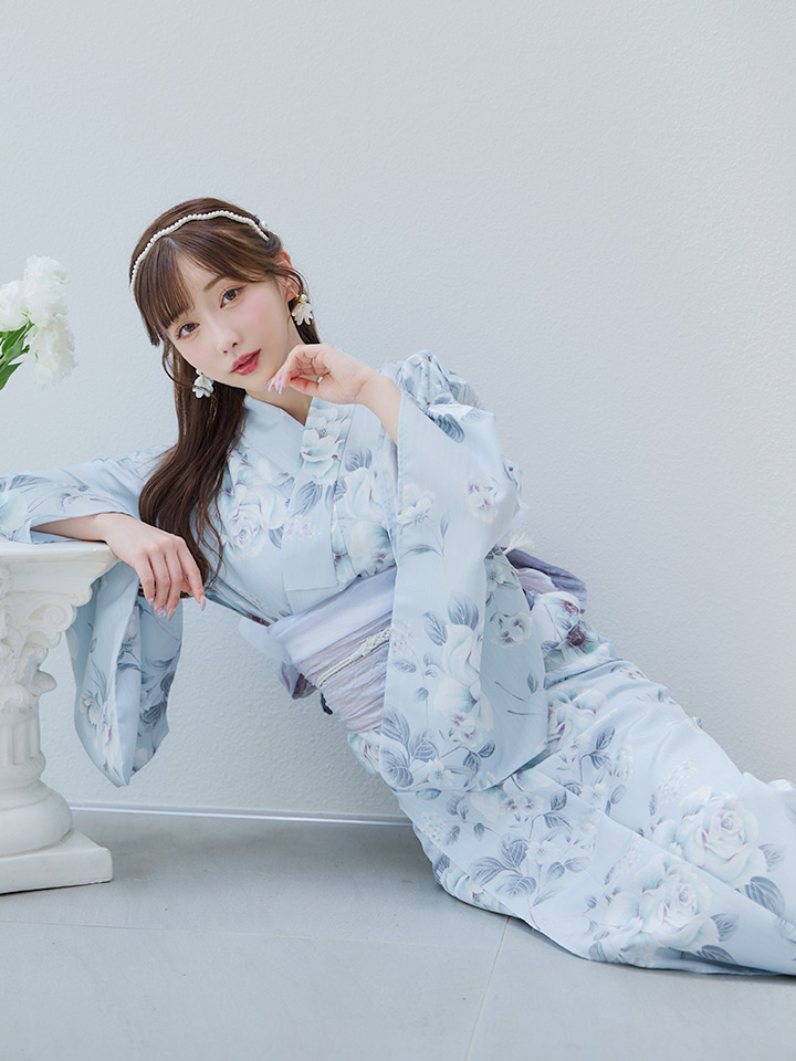 クラシカルローズブルー浴衣