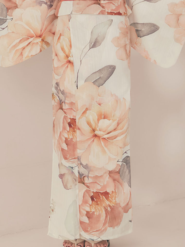 画像16: 【即日発送】アプリコットピンク牡丹浴衣 【浴衣3点セット 浴衣/帯/下駄】 [OF04/HC03] (16)