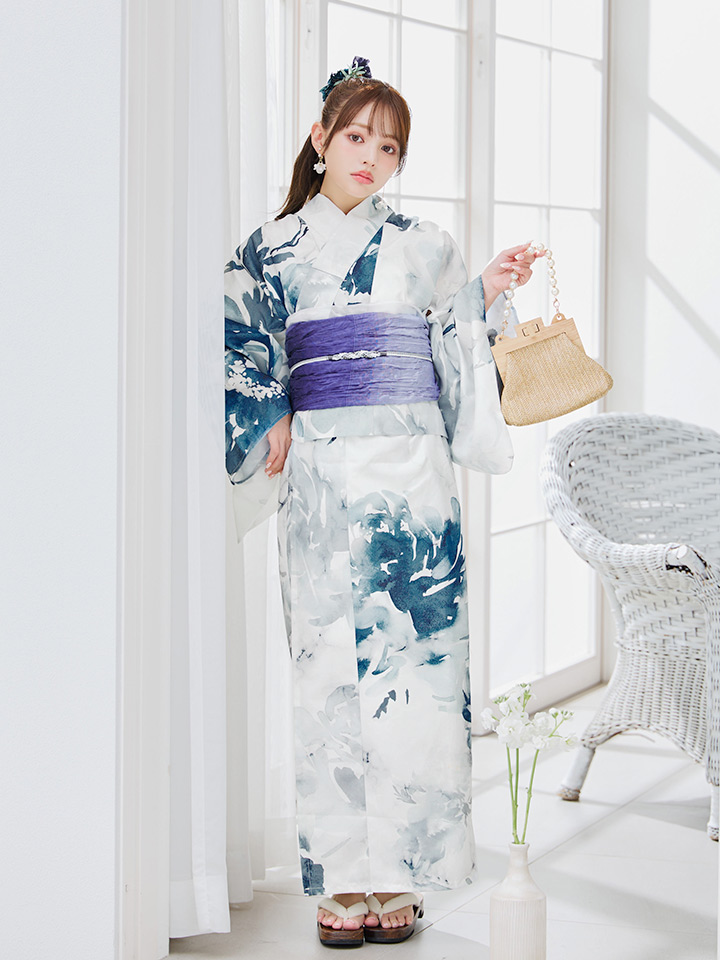 画像18: 【即日発送】セパレートグラデーションブルーグリーン浴衣【浴衣4点セット トップス/スカート/帯/下駄】 [YMT] (18)
