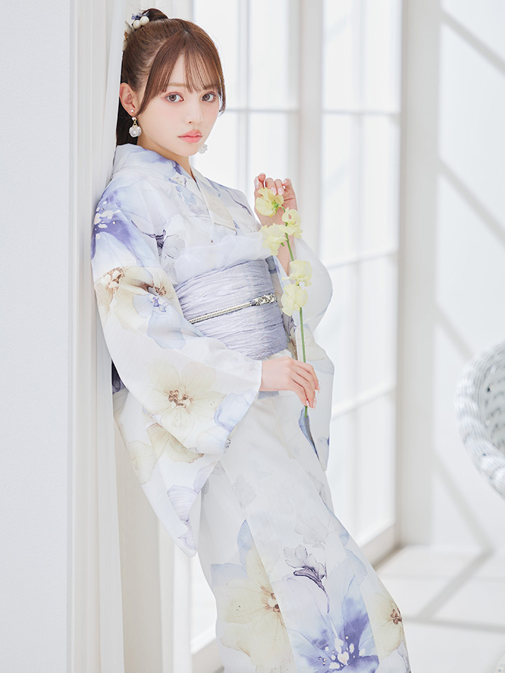 画像3: 【即日発送】セパレートシャーベットフラワー牡丹浴衣 【浴衣4点セット トップス/スカート/帯/下駄】 [YMT] (3)